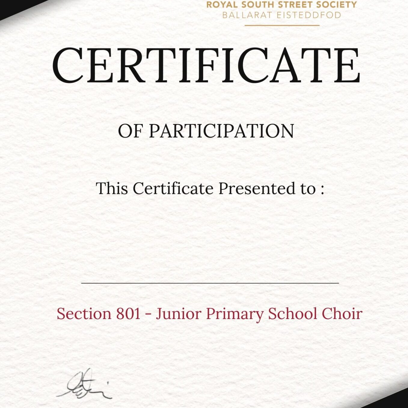 Choral Certificates